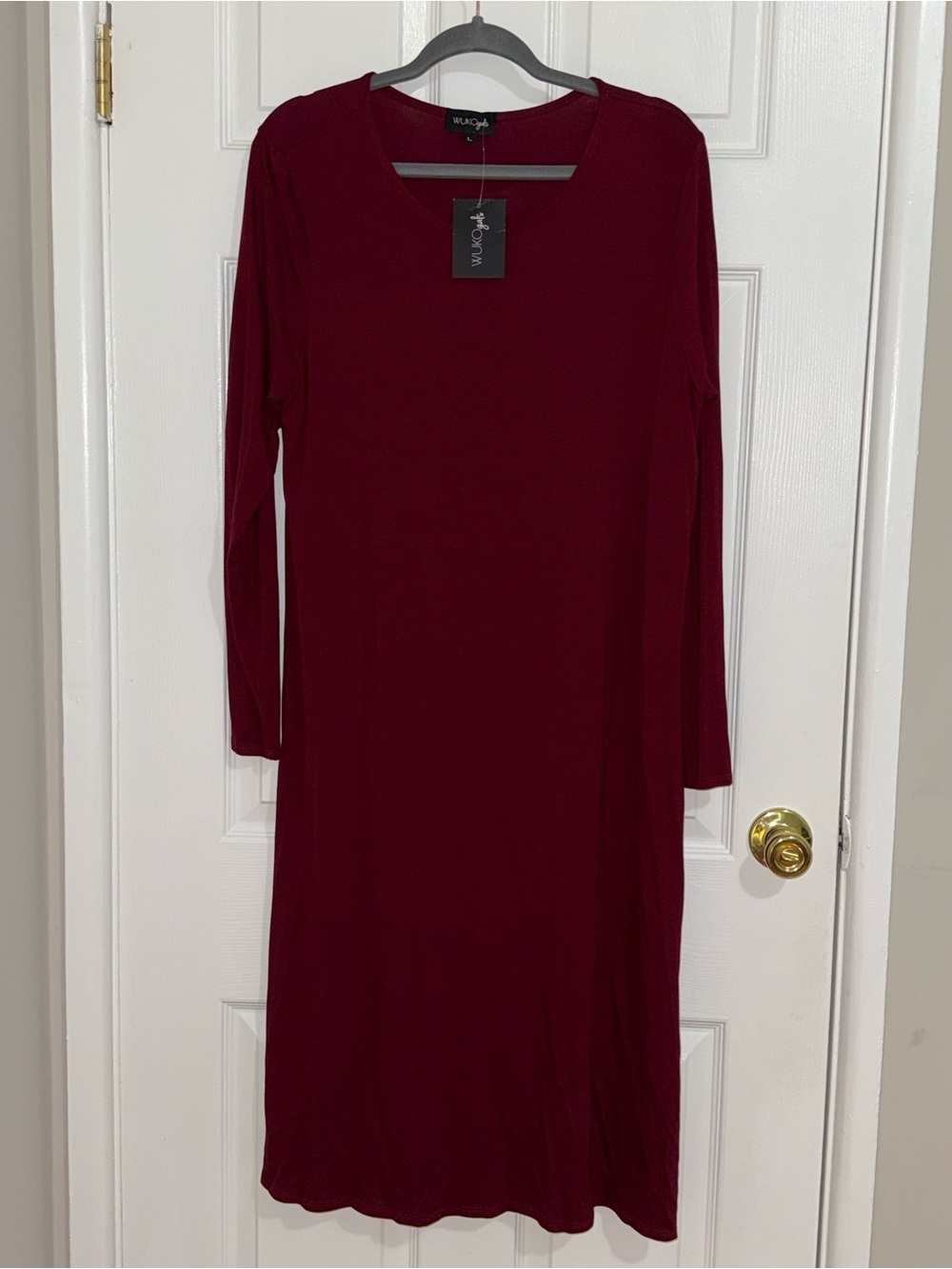 Wukogals Long Sleeve Burgundy Dress